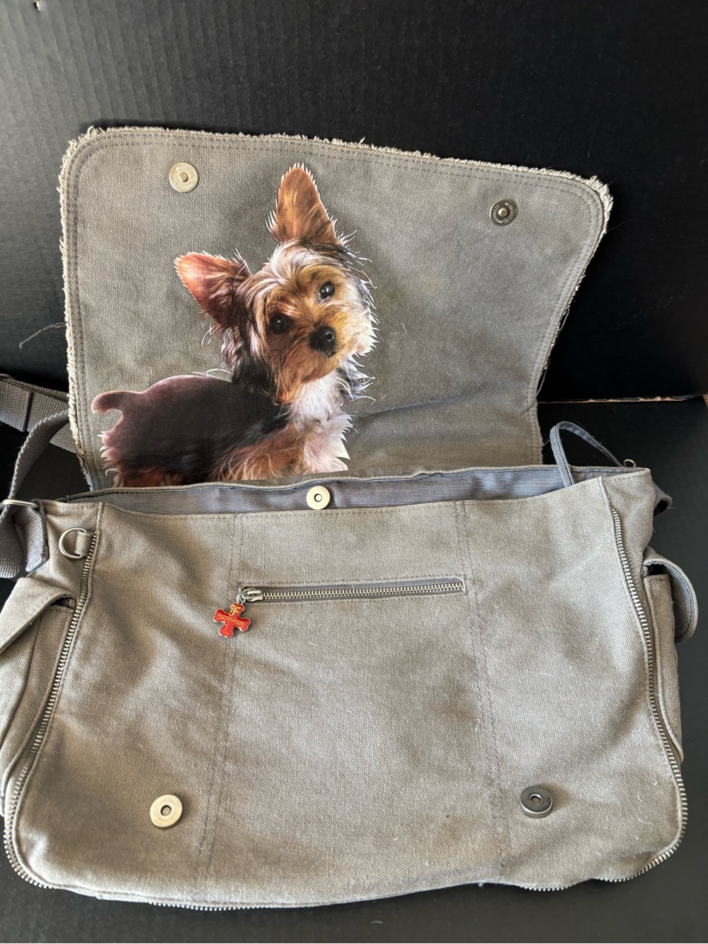 FuzzyNation Yorkshire Terrier Canvas Messenger Bag